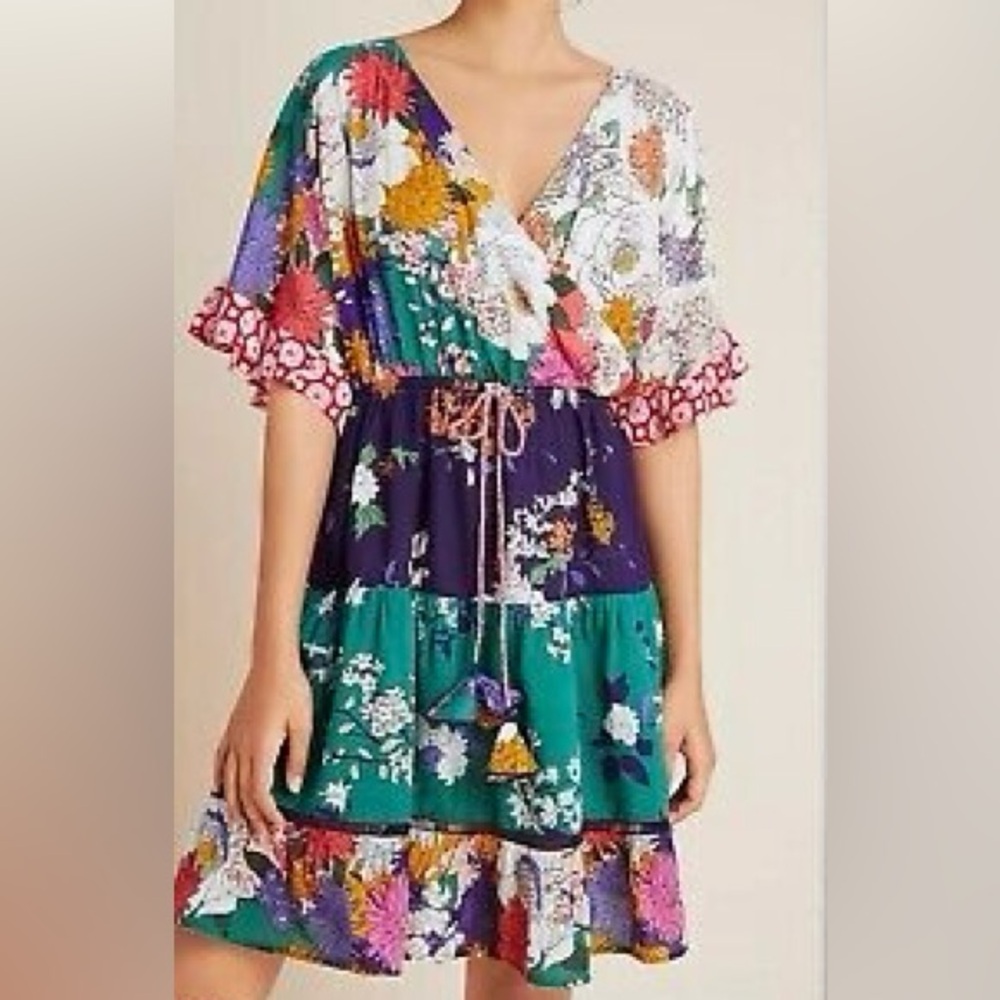 NWT Anthropologie Floral Mini dress Size XS